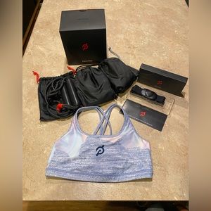 Peloton Bundle.Resistance bands/Heart rate monitor/X WITH Opal Strappy Bra Med